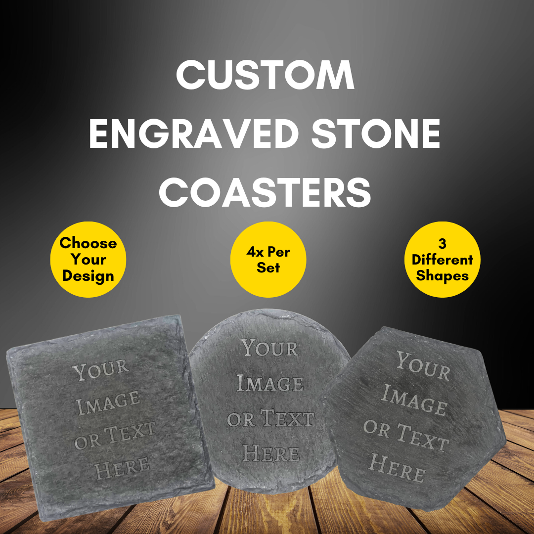 Custom Engraved Slate Coasters - Set of 4