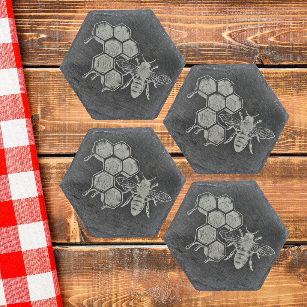 Custom Engraved Slate Coasters - Set of 4