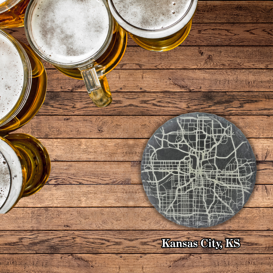 Customized City Map Slate Coasters - Set of 4