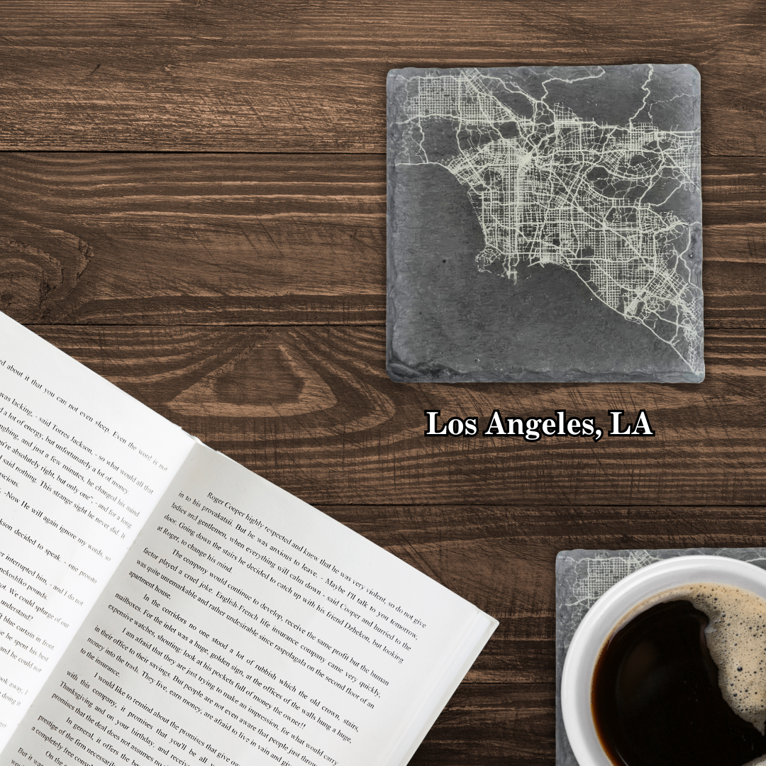 Customized City Map Slate Coasters - Set of 4