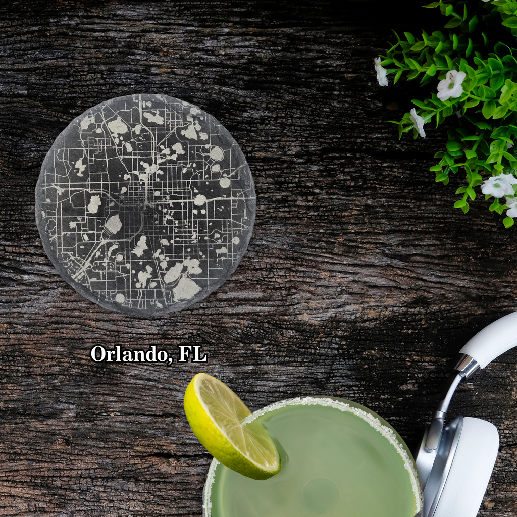 Customized City Map Slate Coasters - Set of 4