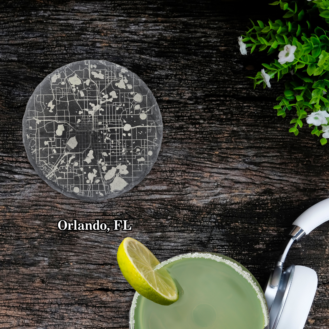 Customized City Map Slate Coasters - Set of 4