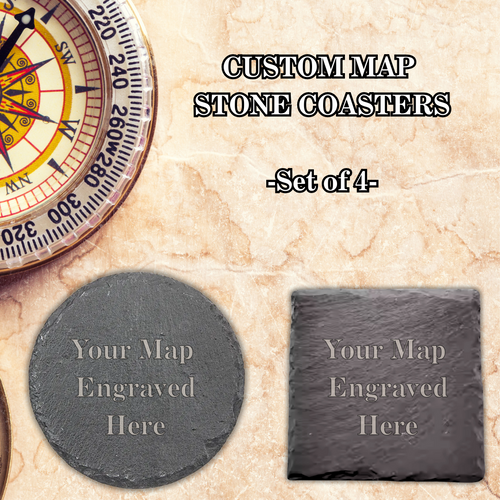 Customized City Map Slate Coasters - Set of 4